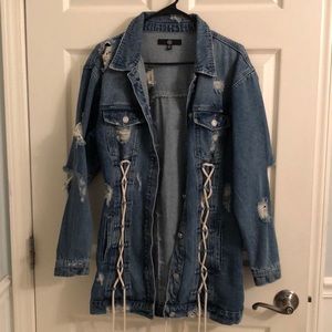 Misguided distressed denim jacket